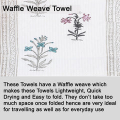 Urbano Homz 100% Cotton Large Size Waffle Weave Bath Towel 200 Gsm | Lightweight & Quick Dry Waffle Weave Ethnic Soft Towels (Floral Multicolor)