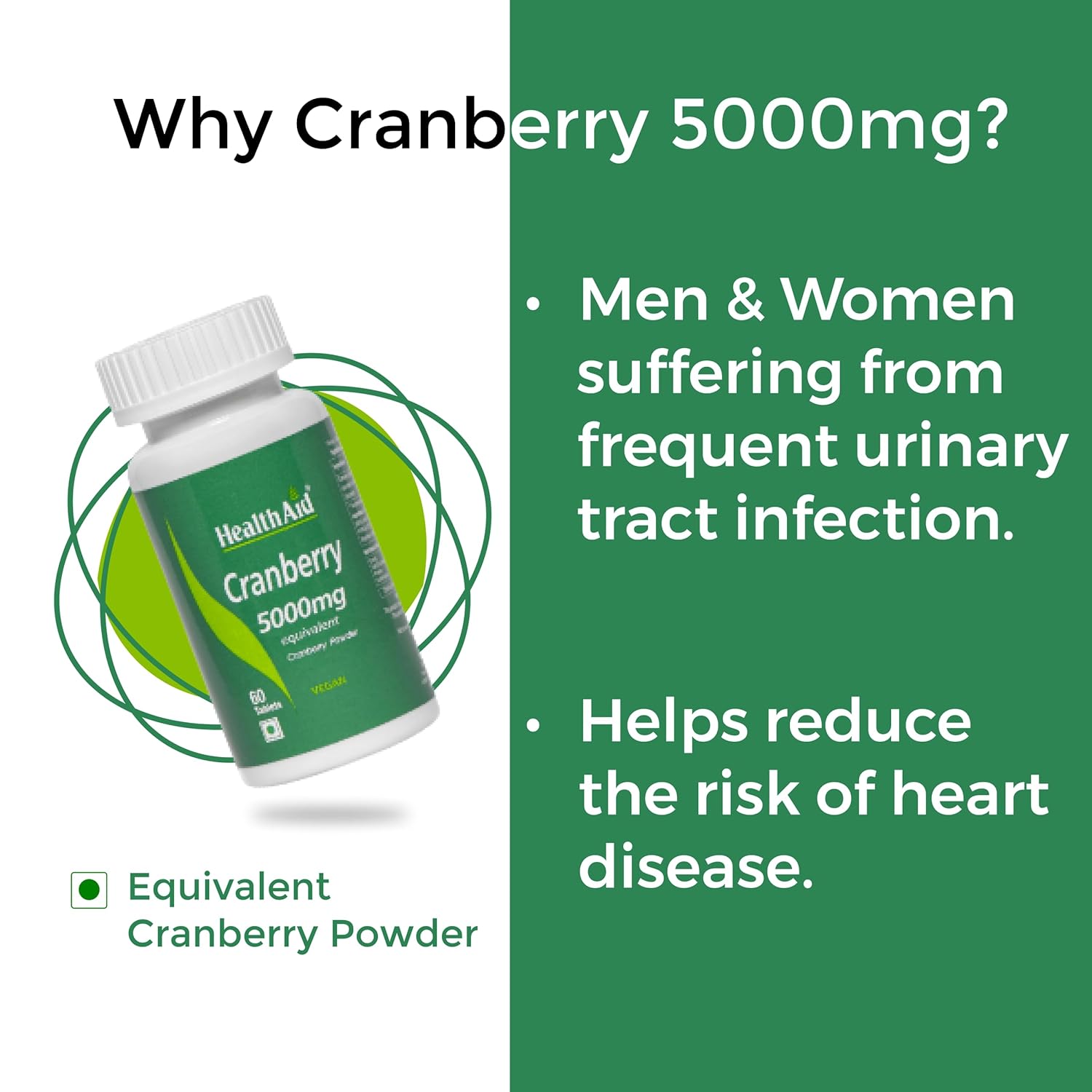 Healthaid Cranberry Extract Can Potentially Relieve The Risk Of Heart Disease & Support Smooth Urological Functioning | 60 Tablets 100gm 0.2lbs