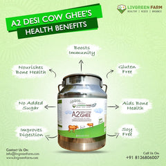 Pure Natural A2 Desi Cow Ghee By Livgreen Farm | Rich In Nutrients & Healthy Bilona Method Pure Desi Ghee Good For Cooking | (5 Litre) 169.0 Ounce | Steel Jar