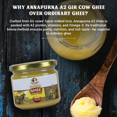 Pure A2 Desi Ghee By Annapurna Lakdi Ghana | High In Protein Fiber & Nutrients Healthy Desi Ghee Good For Taste | (300ml) 10.1 Ounce | Jar Pack