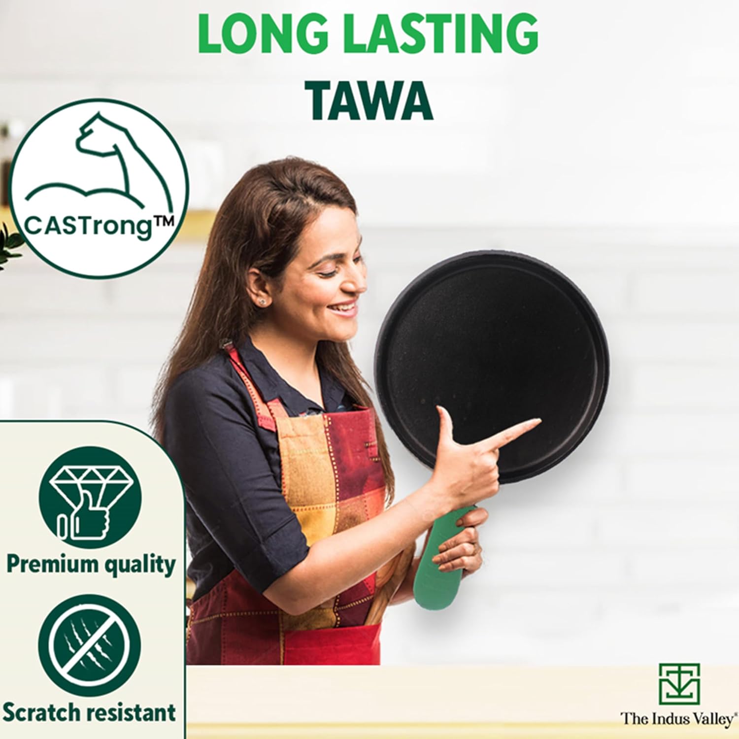 Pre-Seasoned Black Cast Iron Tawa For Dosa, Chapathi With Silicone Grip - 25.5cm, 10 Inch, 2.1 Kg | Induction Friendly, Naturally Nonstick, 100% Pure & Toxin-Free, No Chemical Coating