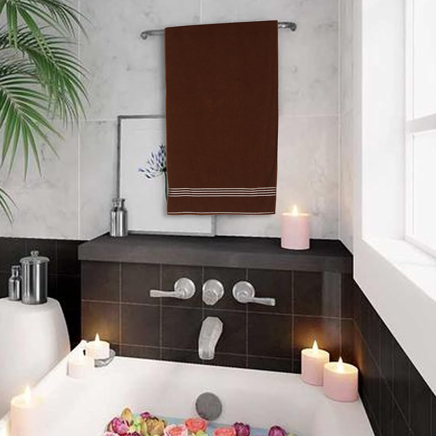 Khillayox Cotton Extra Large Size Bath Towel 450 Gsm | For Men & Women (Brown)