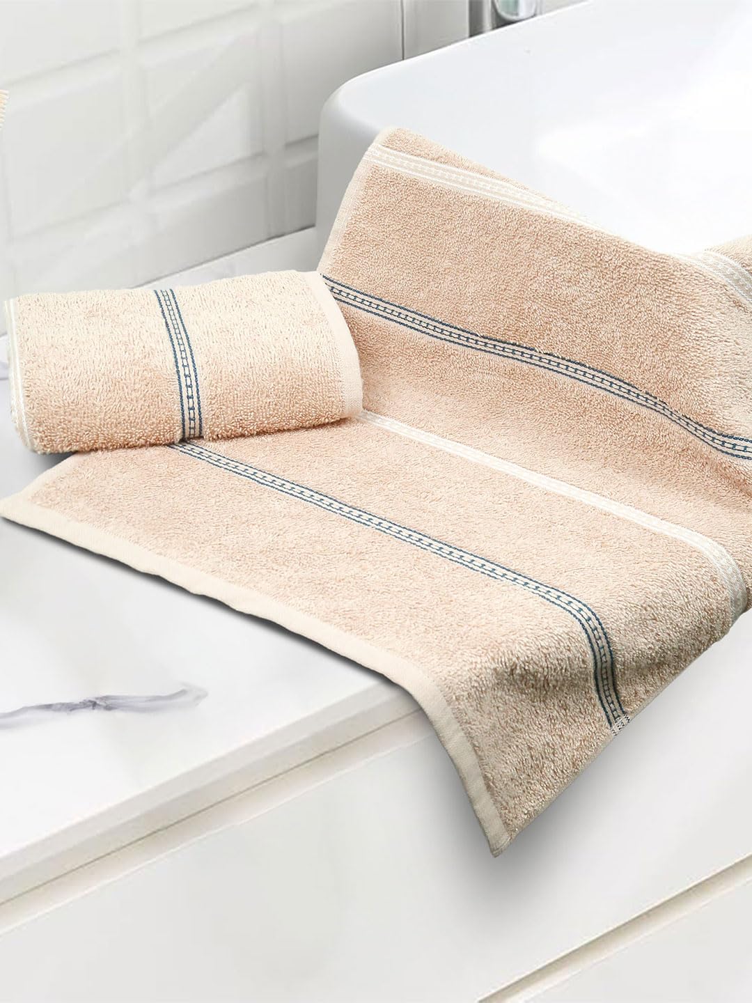Mytrident Hand Towel Urban Comfort 400 Gsm | 100% Cotton Bath Towel (Hexa Brown)- Pack Of 2