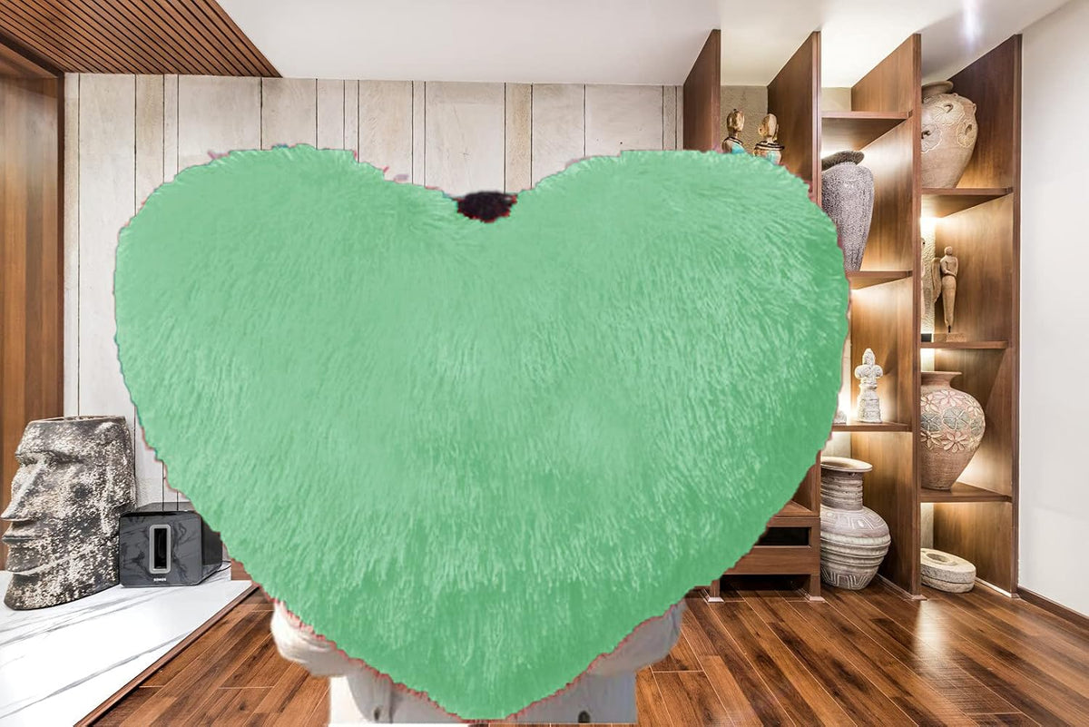 Love Heart Pillow Best Gifts For Birthday Valentine's Day, Light Green Color | Give Thanks With A Grateful Heart Love Fur Throw Pillow Cushion | Beautiful Heart Pillow, Washable - Pack Of 1