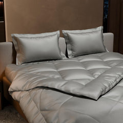 Comforter Set With Double Bedsheet & Pillow Covers - 90 X 100 Inches, Mist Grey | Complete Bedding Set, Ideal Gifts For Couples, Bedroom Home Furnishing, Date Night