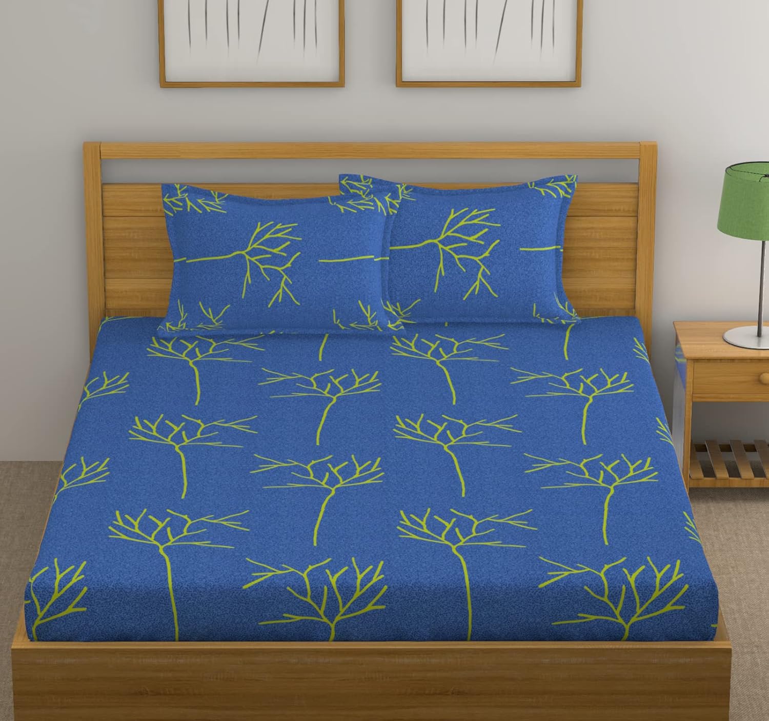 1 King Size Bedsheet With 2 Pillow Covers - 108 X 110 Inches, Blue | Skin Friendly Fabric With Vibrant Colors | Beautiful Bedsheets