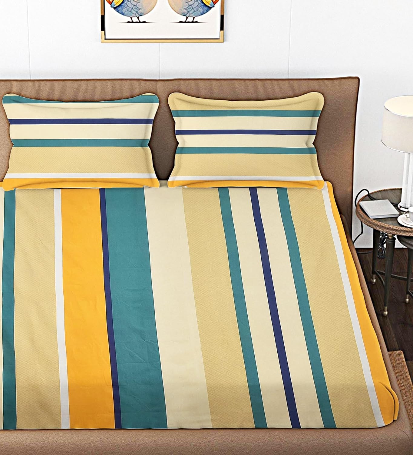 Cotton Bedsheet For King Size With 2 Pillow Cover (90 X 90 Inches) Multicolor | Long-Lasting & Luxuriously Soft | 210 Thread Count Bedsheet