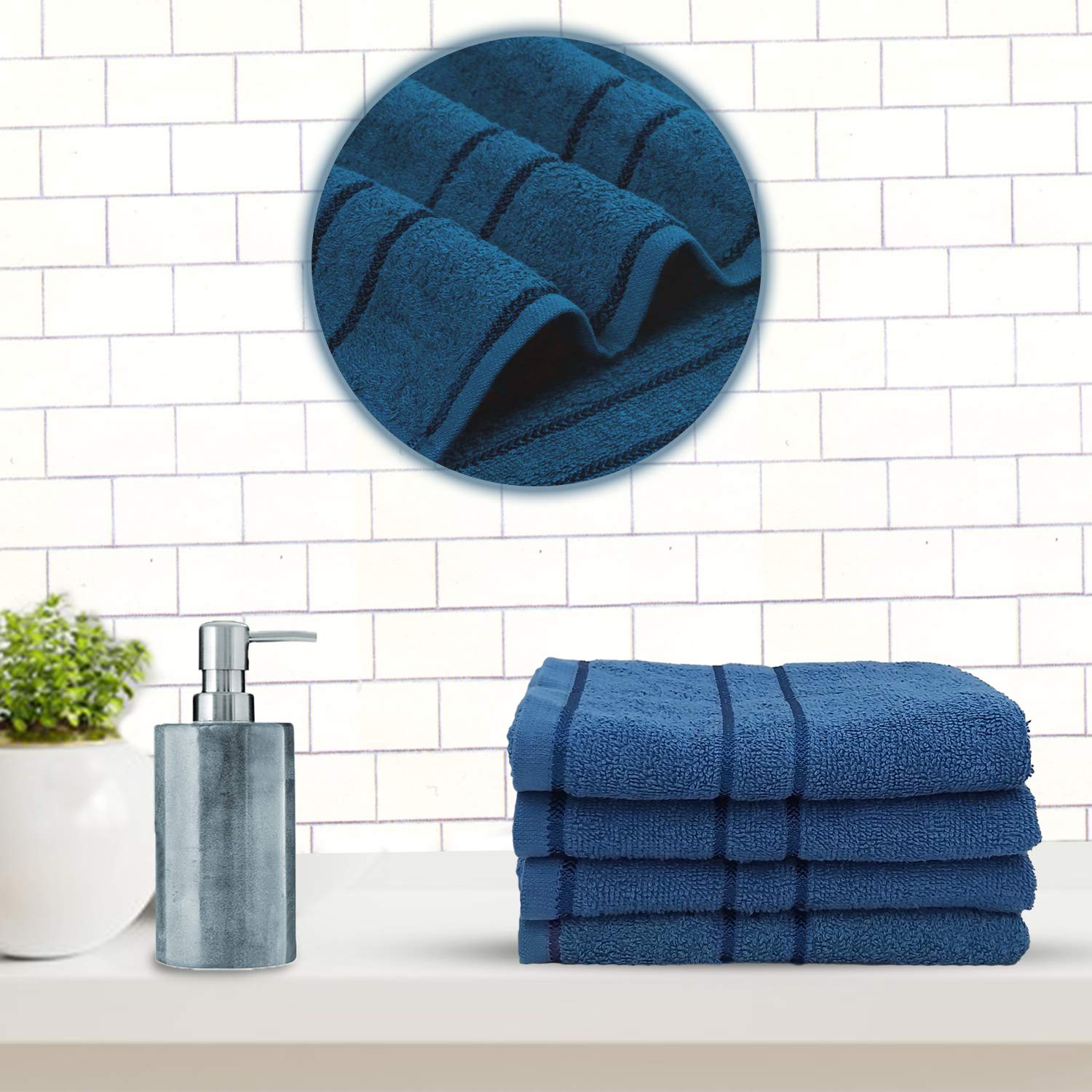 Sassoon Melrose 100% Cotton Hand Towel 800 Gsm | Highly Absorbent, Soft Material Perfect For Daily Use (Teal) -4 Piece