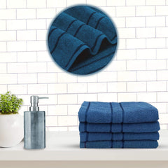 Sassoon Melrose 100% Cotton Hand Towel 800 Gsm | Highly Absorbent, Soft Material Perfect For Daily Use (Teal) -4 Piece