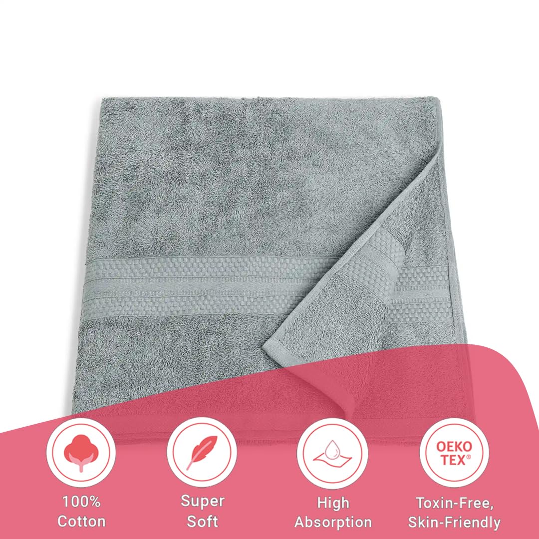 Livspace Bath Towel 475 Gsm | Bath Towels Large Size 100% Cotton, Solid Dyed, Super Soft, Absorbent (Paleto Collection - Graphite)