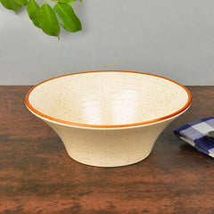 Conical Matte Ceramic Serving Bowl - White & Brown, Diameter - 20 Cm, 850ml | Snack Bowl, Vegetable Serving Bowl - Fiesta Of Hope Collection