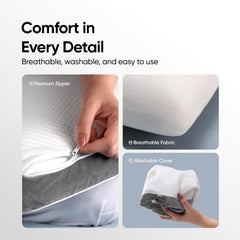Sleep Plus Memory Foam Pillow, Ergonomic Support For Back, Side Sleepers, White | Durable, Hypoallergenic, Breathable Cool Pillow | Everyday Use & Neck, Shoulder Pain, Washable Cover Grey