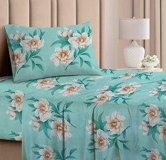 Bedsheet For Single Bed With 1 Pillow Cover - Size 90 X 60 Inches, Pastel Green | Soft Touch Cotton Fabric-Comfortable & Durable | Elegant Printed Bedding Set For Daily Use