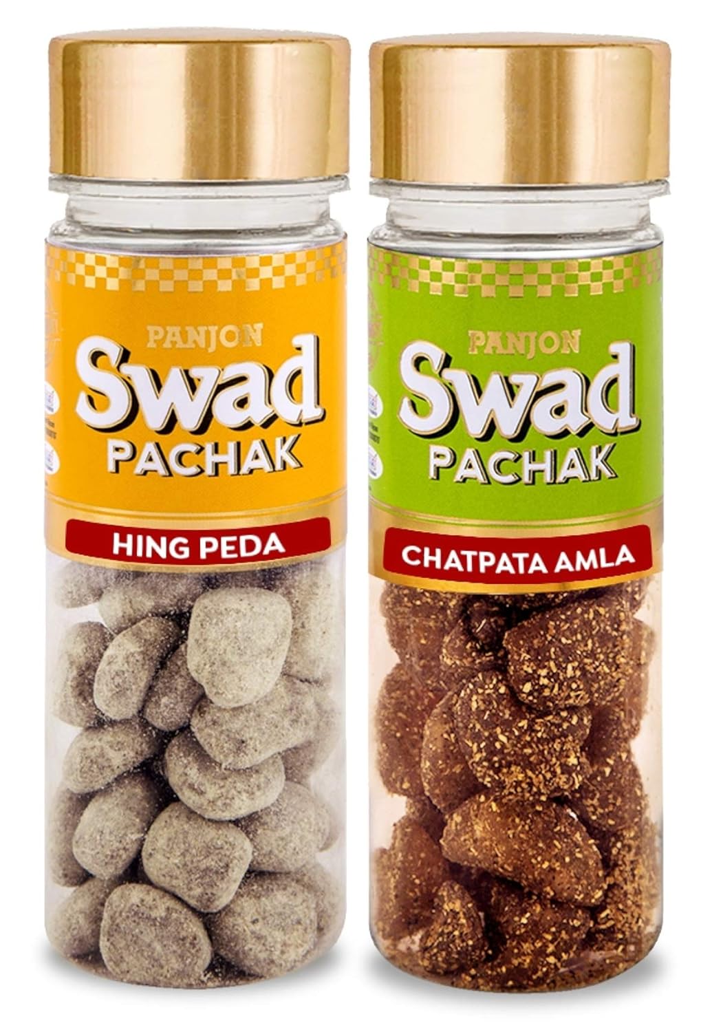Panjon Swad Hing Peda & Chatpata Amla Pachak Mouth Fresheners 235gm, (Bottles)