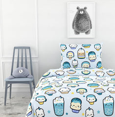 Cotton Bedsheet For Single Bed With 1 Pillow Cover - 54 X 84 Inches, Sky Blue | Soft Touch Cotton Fabric-Comfortable & Durable | Elegant Printed Bedding Set For Daily Use