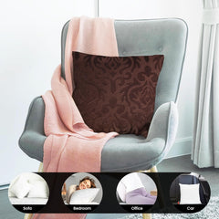 Microfiber Square Pillow Cushion For Sofa & Bed, Coffee - 16 X 16 Inch | Soft, Fluffy For Comfort & Back Support | Breathable, Washable | Premium Velvet Outer Cover With Zip - Set Of 3