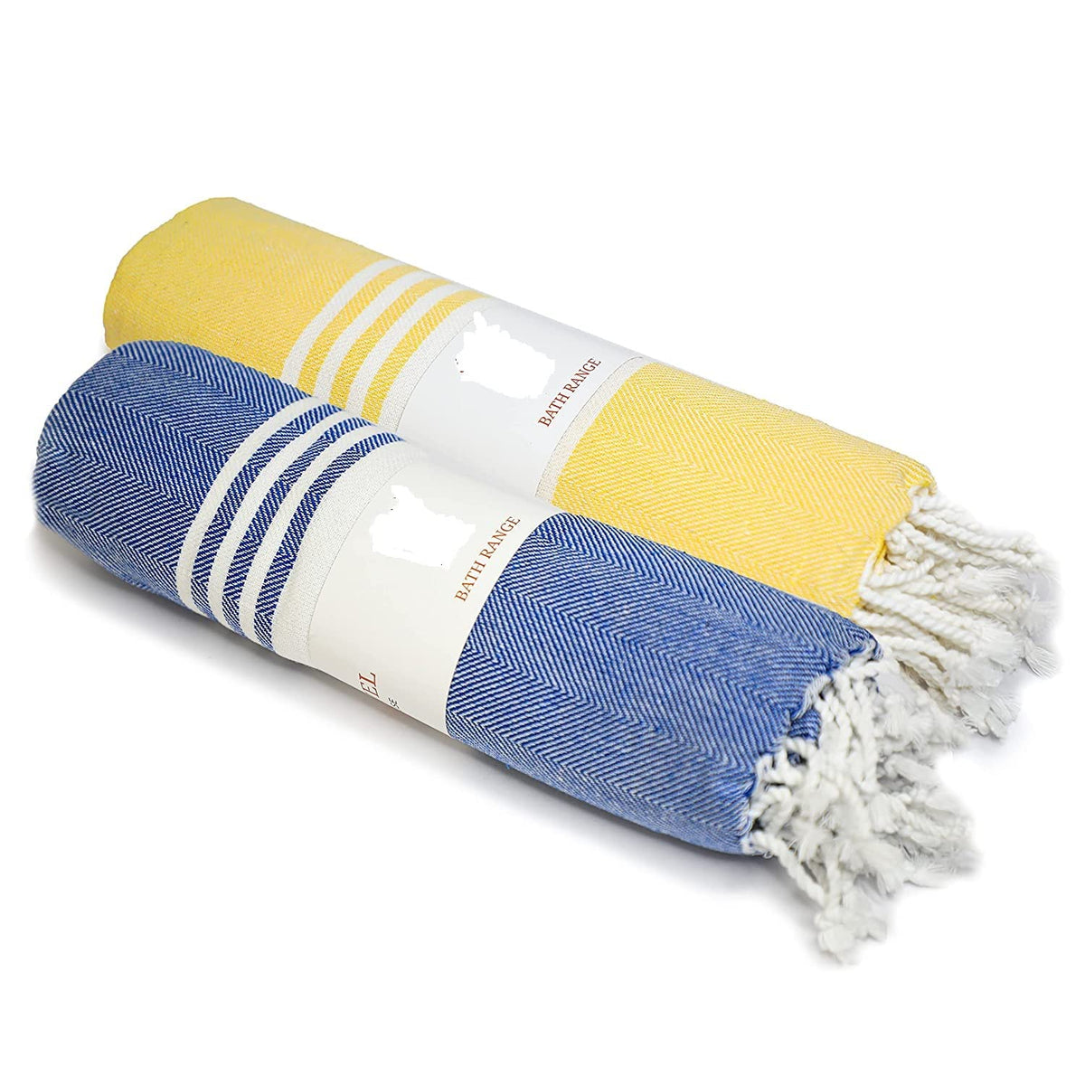 Rosslyn Bath/Beach Towel 700 Gsm | Ultra Soft, Absorbent & Quick Dry Bath Towel (Yellow & Blue) - 2 Pcs