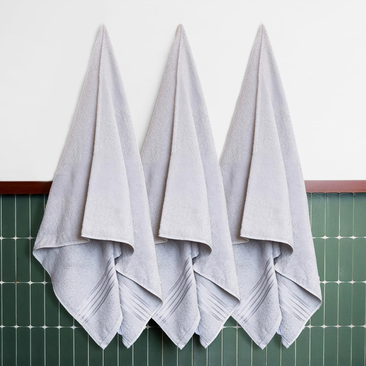 Himeya 100% Cotton Bath Towels 1500 Gsm | Soft & Absorbent Large Size Bath Towel - Grey (Pack Of 3)