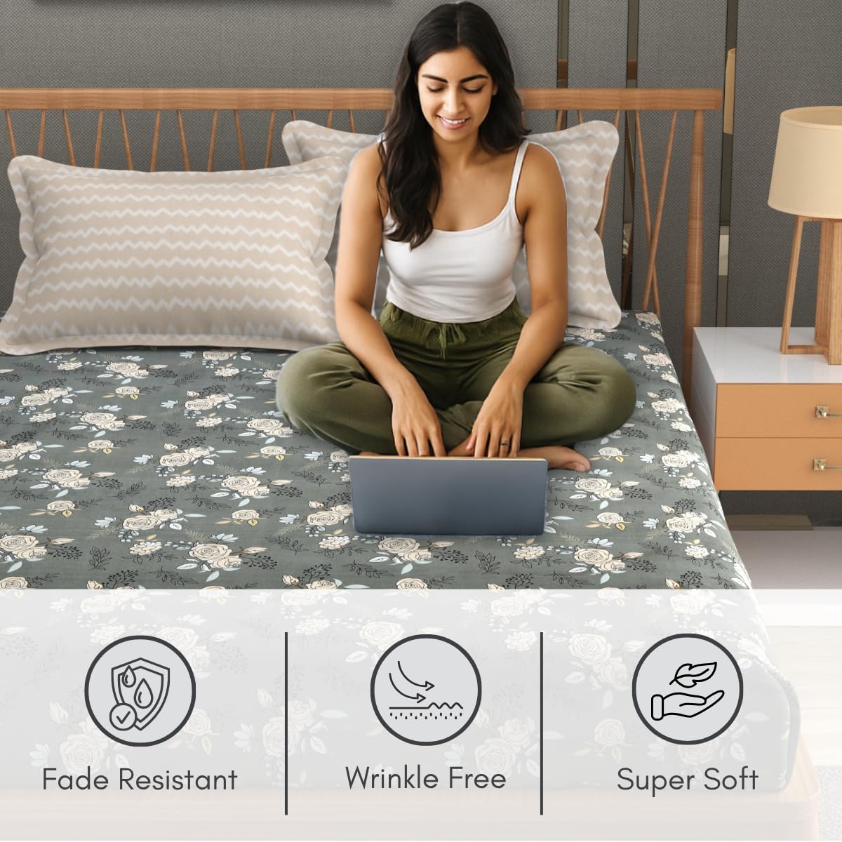 Includes 1 Queen Size Bedsheet With 2 Matching Pillow Covers - 90 X 100 Inches, Maze Grey | Ideal For Modern Indian Bedrooms, Guest Rooms, & Everyday Home Use