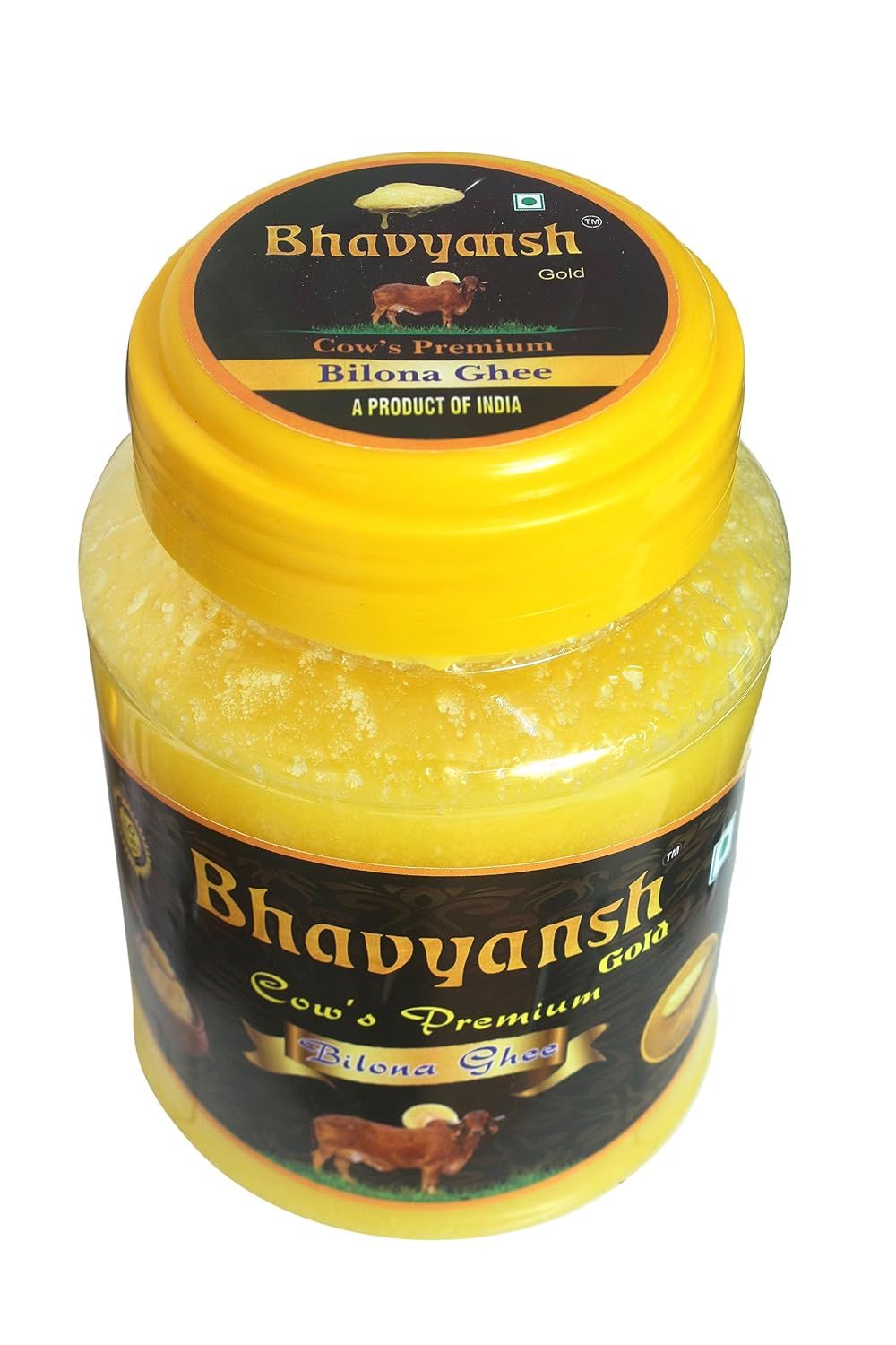 Premium Gold Cow Ghee By Bhavyansh | Healthy & Pure Cow Ghee Easily Digestible Good For Laddus | (1 Litr) 33.8 Ounce | Jar Pack