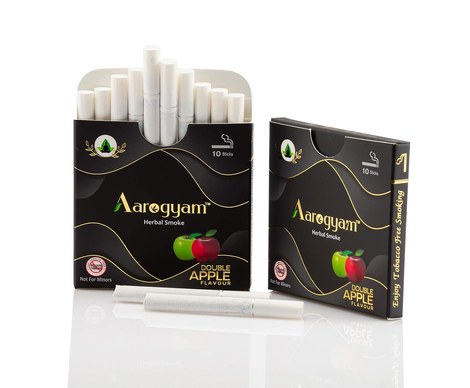 Aarogyam Herbals Tobacco & Nicotine Free Herbal Flavored Cigarette For Relieve Stress And Mood Enhance Product - Double Apple, Black Current, Sweet Supari Flavour - Pack Of 3 30 Sticks