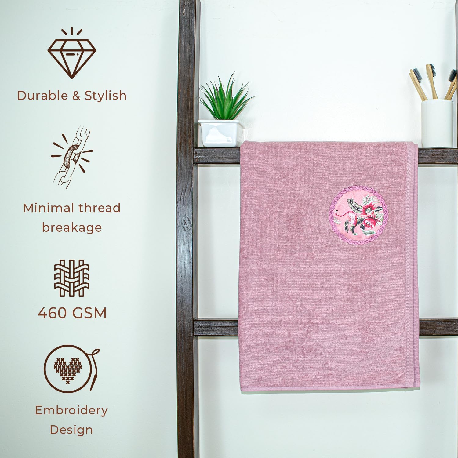 Akiko Home Prima Dream 100% Cotton Bath Towels 450 Gsm | Soft, Absorbent & Durable, Cotton Bath Towel | Pack Of 1 (Light Purple)
