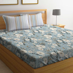 Super King Size Bedsheet For Double Bed With 2 Pillow Cover - 108 X 108 Inches, Beige | Handcrafted Using Traditional Techniques | Perfect For Gifting Anniversaries, Birthdays
