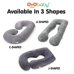 C-Shaped Maternity Pillow, For Pregnant Women, Belly & Back, Hips, Side Supports, Grey | Premium Velvet Cover, Pregnancy Pillows For Sleeping | Full Body Support, Multipurpose Pillow