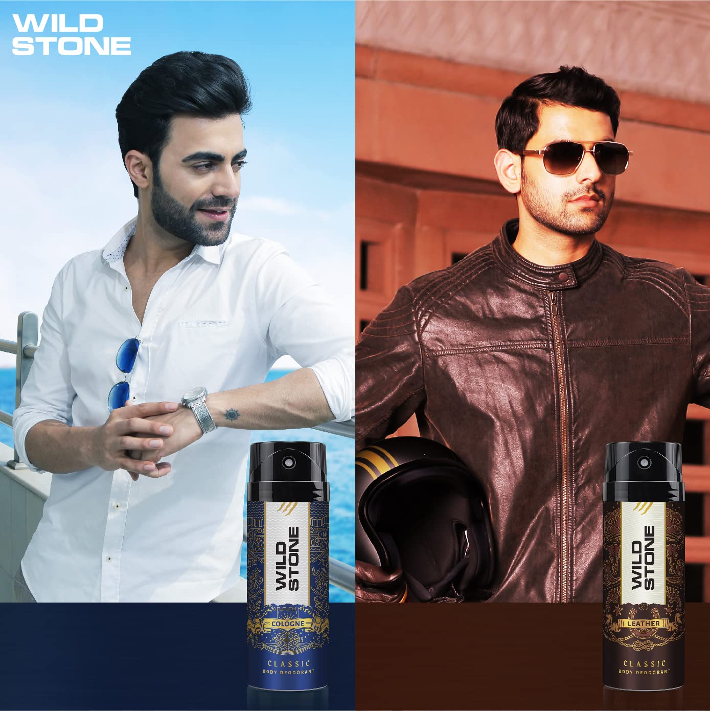 Wild Stone Classic Cologne & Leather Long Lasting Deodorants Body Spray 450ml 15.2 Fl.oz. | Perfect Gift For Boyfriend