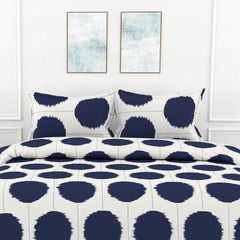 Printed Bedsheet For Double Bed 2 Pillow Cover - 60 X 78 Inches, White & Blue | All Around Elastic Fitted - Ultra Soft & Breathable | Superior Softness & Breathability