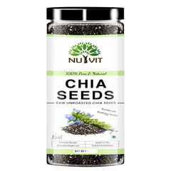 Nutvit 100% Pure & Natural Chia Seeds, Rich In Omega -3 & Fibre, Healthy Snacks For Weight Loss Management | 200gm 0.4lbs