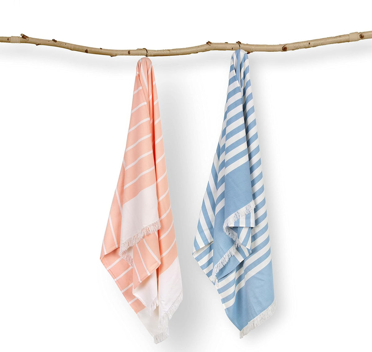 Mush 100% Bamboo Light Weight & Ultra-Compact Turkish Towel | Super Soft, 250 Tc, Absorbent, Quick Dry, Anti-Odor Bamboo Towel (2, Muted Blue & New Peach)