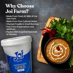 100% Pure Cultured Original A2 Cow Desi Ghee By Joi | Good Source Of Protein Fiber Healthy Desi Ghee Perfect For Cooking | (1 Litre) 33.8 Ounce | Plastic Jar