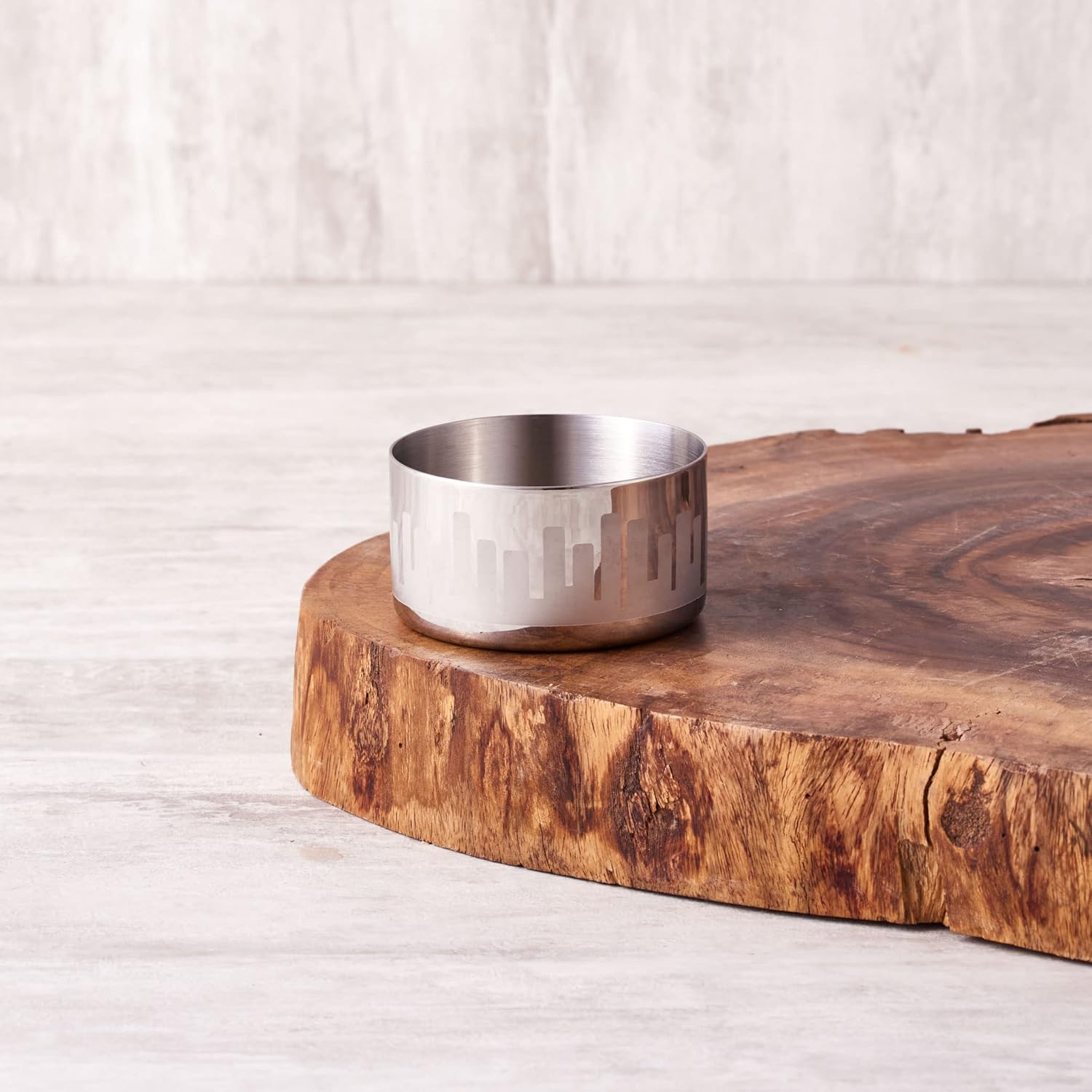 Chrome Stainless Steel Katori Set Of 2 - Urban Series | Corporate Gifting For Diwali - Cityscapes Pattern | Premium Bowls Wati - Serve Ware, Dinnerware & Tableware