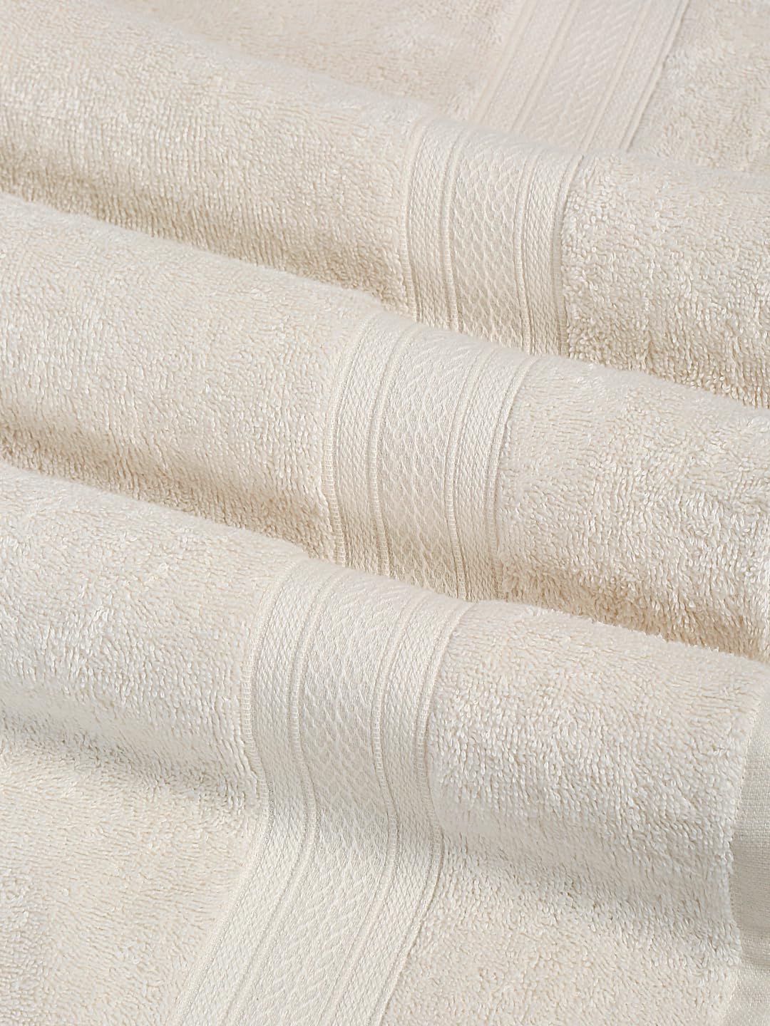 Ambra Linens Highly Absorbent Towels Set 500 Gsm | 100% Cotton Soft & Plush All Seasons Use Large, Everyday Use, Durable | 4 Pcs Hand Towel Set (Cream)