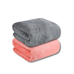 Fezora Microfiber Bath Towels | Extra Soft Plush & Quick Dry High Absorbency With Large Size Towels For Bathing (Pack Of 2 Orange & Grey)