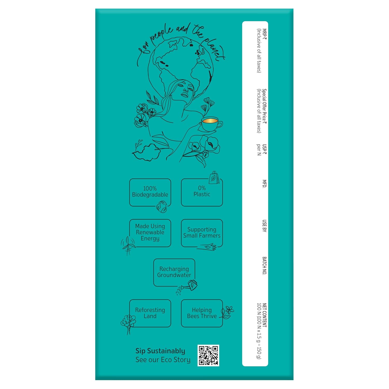 TE-A-ME Mint, Lemon & Ginger Revive Green Tea - 100 Tea Bags | Boosts Immunity & Metabolism - 100% Natural Ingredients