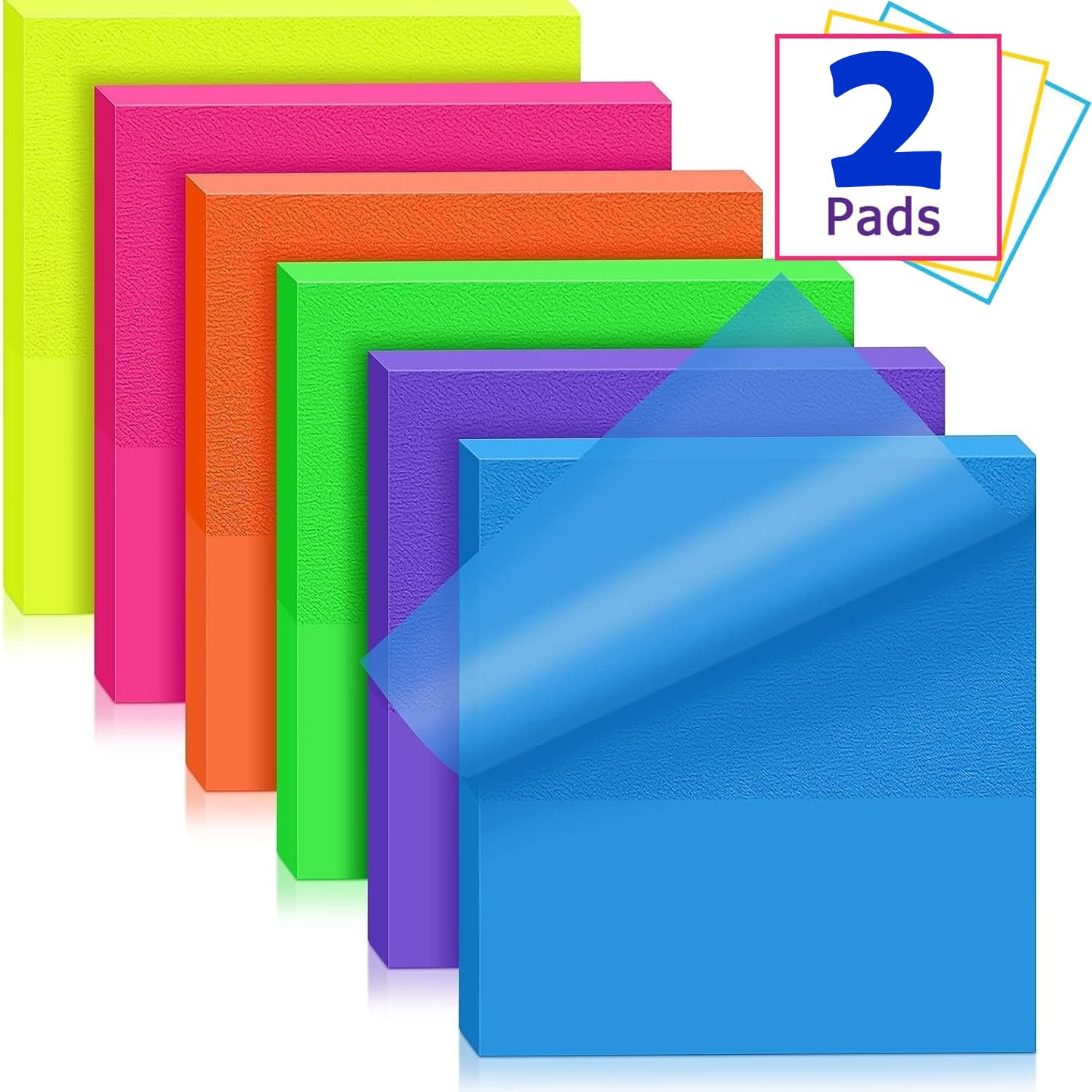 100 Pcs Transparent Self Sticky Note Pads - Perfect For Studying & Writing | Clear Notes 76mmx76mm