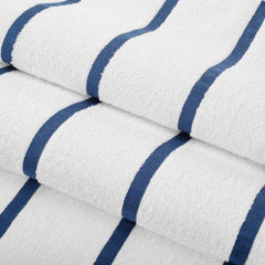 Casa Copenhagen Cabana Pool Xl Bath Towels 610 Gsm (White Navy Stripe) - Pack Of 2