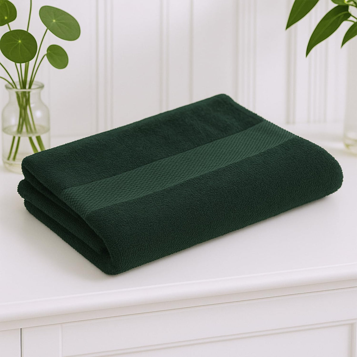 Earthy Fables Basic Bath Towel Pure Carded Cotton, Soft, Absorbent, Quick Dry & Skin-Friendly Towel, 400 Gsm (Dusty Green)