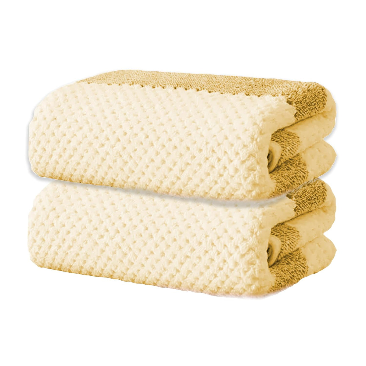 Black Gold The Finer Touch Soft Hand Towel 400 Gsm | Ultra Absorbent, Quick Drying, Cotton-Feel Microfiber Yellow & White Stripes -Pack Of 2