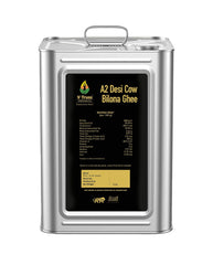 Premium A2 Pure Desi Cow Bilona Ghee By V - Truss Organics | Traditional Vedic Bilona Method Healthy Desi Cow Ghee Perfect For Cooking & Sweets | (5 Litre) 169.0 Ounce | Tin Pack