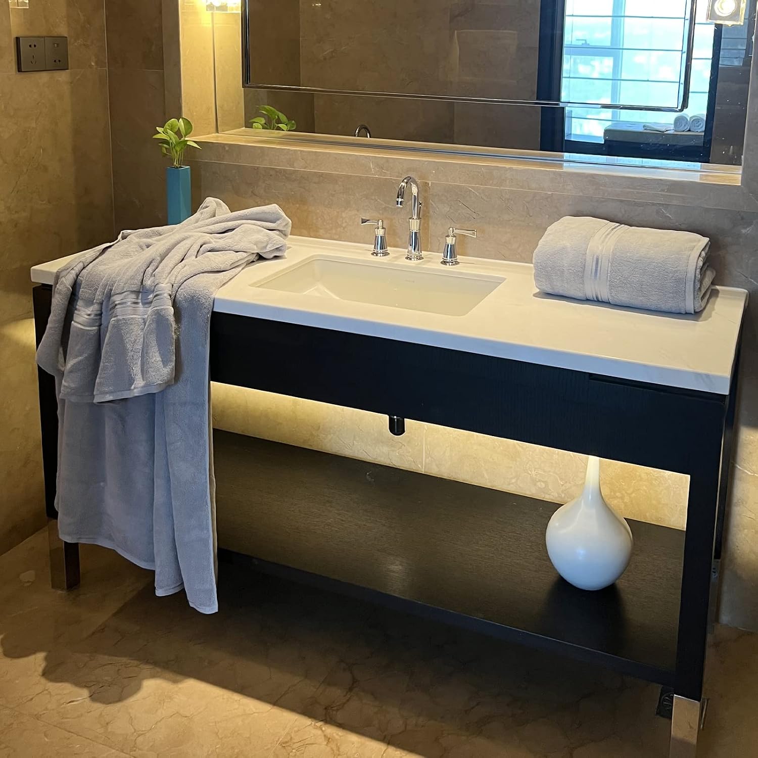 Asrio Oversized Bath Towels 2.5 Kg | 100% Combed Cotton Super Soft Highly Absorbent Luxury Bath Towels Extra Large (Grey)