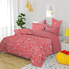 Double Bedsheet With 2 Matching Pillow Covers - 90 X 90 Inches, Pink & White | 144 Thread Count Soft Brushed Microfiber - Breathable & Wrinkle Free - 3 Pcs Set