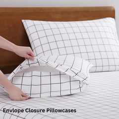 Includes 1 Flat Super King Bedsheet With 2 Pillow Covers - 108 X 108 Inches, White & Charcoal | Soft - Breathable & Comfortable, Machine Washable | Natural Softness & Breathability