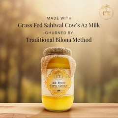 Organic A2 Desi Cow Ghee By Earth And Essentials | Natural & Healthy Danedar Ghee Ideal For Bones Health | (1Litre) 33.8 Ounce | Jar Pack