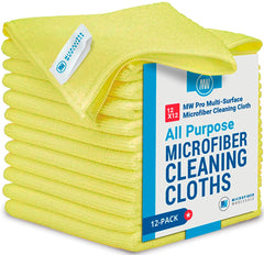 Microfiber Wholesale Buff Pro Multi-Surface Microfiber Cleaning Cloths 400 Gsm | Premium Microfiber Towels For Cleaning, Kitchens & Bathrooms (Yellow) - Pack Of 12