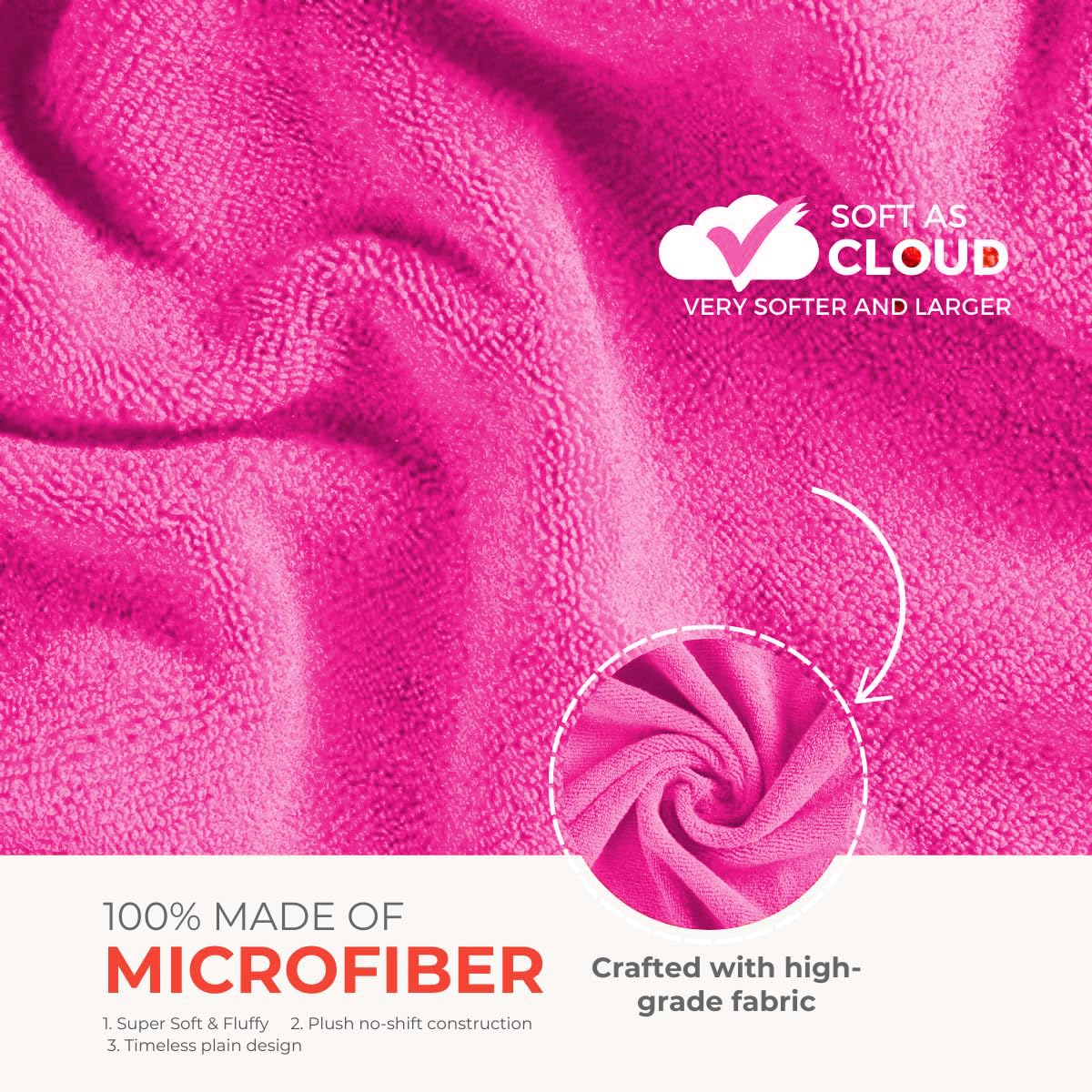 Black Gold The Finer Touch Oversized Microfiber Bath Towel 700 Gsm | Soft Quick-Dry Microfiber Towel For Men & Women | Lightweight, Absorbent & Travel-Friendly (Pink)