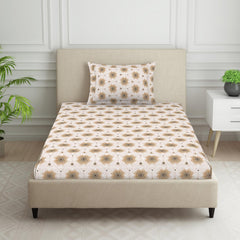 Polycotton Bedsheet For Single Bed With 1 Pillow Cover - 60 X 88 Inches, Brown | Skin Safe & Super Soft Small Size Bedsheet - 120 Thread Count
