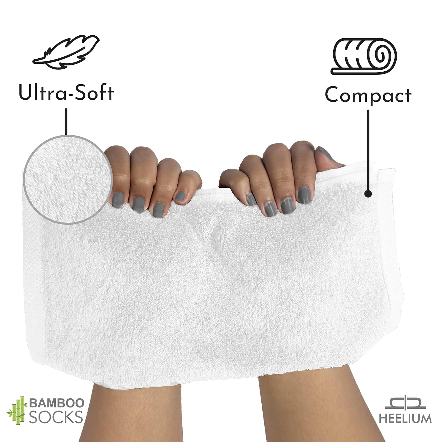 Heelium Bamboo Face Towel 600 Gsm | Ultra Absorbent & Odour-Free 3x Softer Than Cotton Towels | Pack Of 3 -Light Grey, White & Peach
